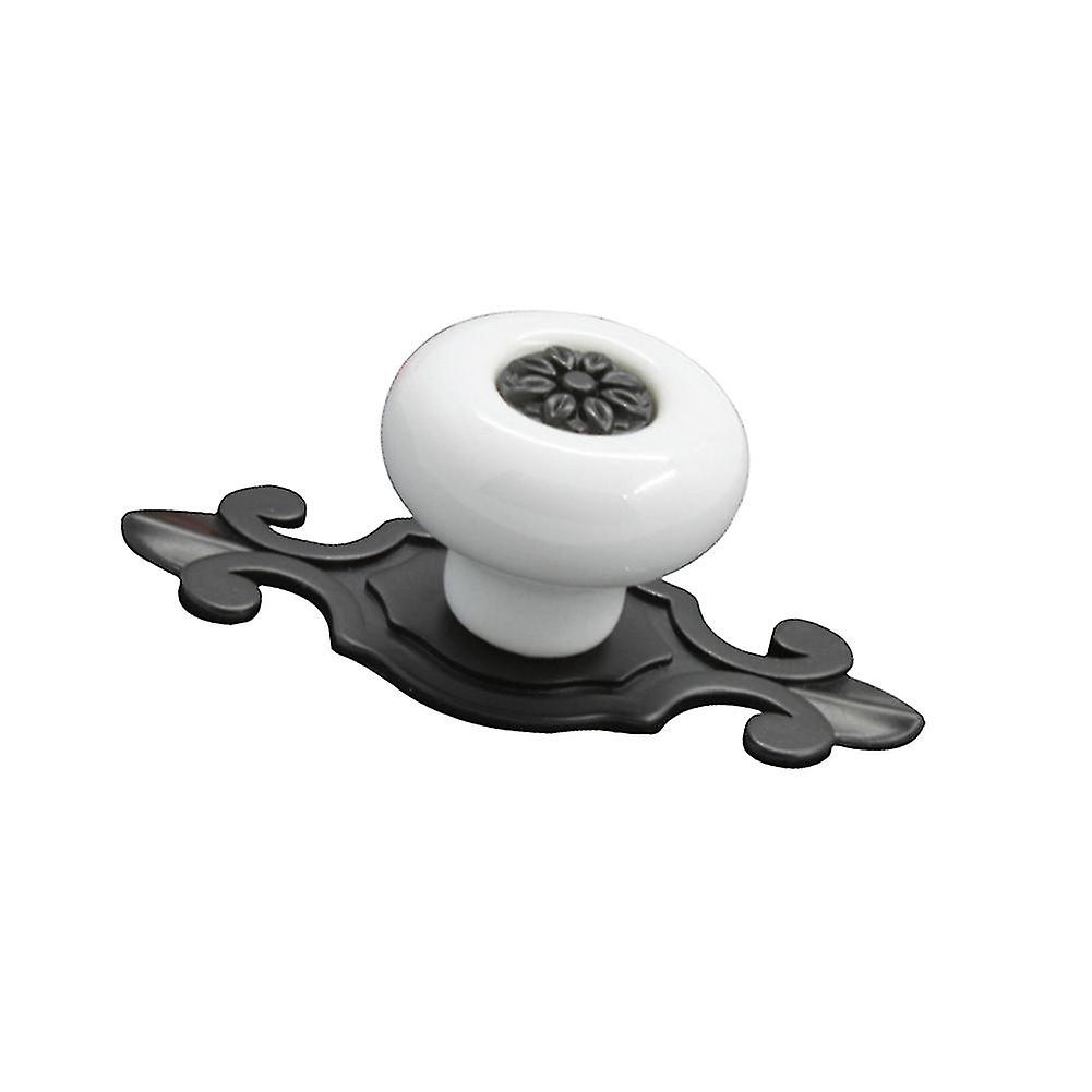 1 Pair Ceramic Door  Drawer Cupboard Handle Pull Knobs Bronze Zine Alloy Base