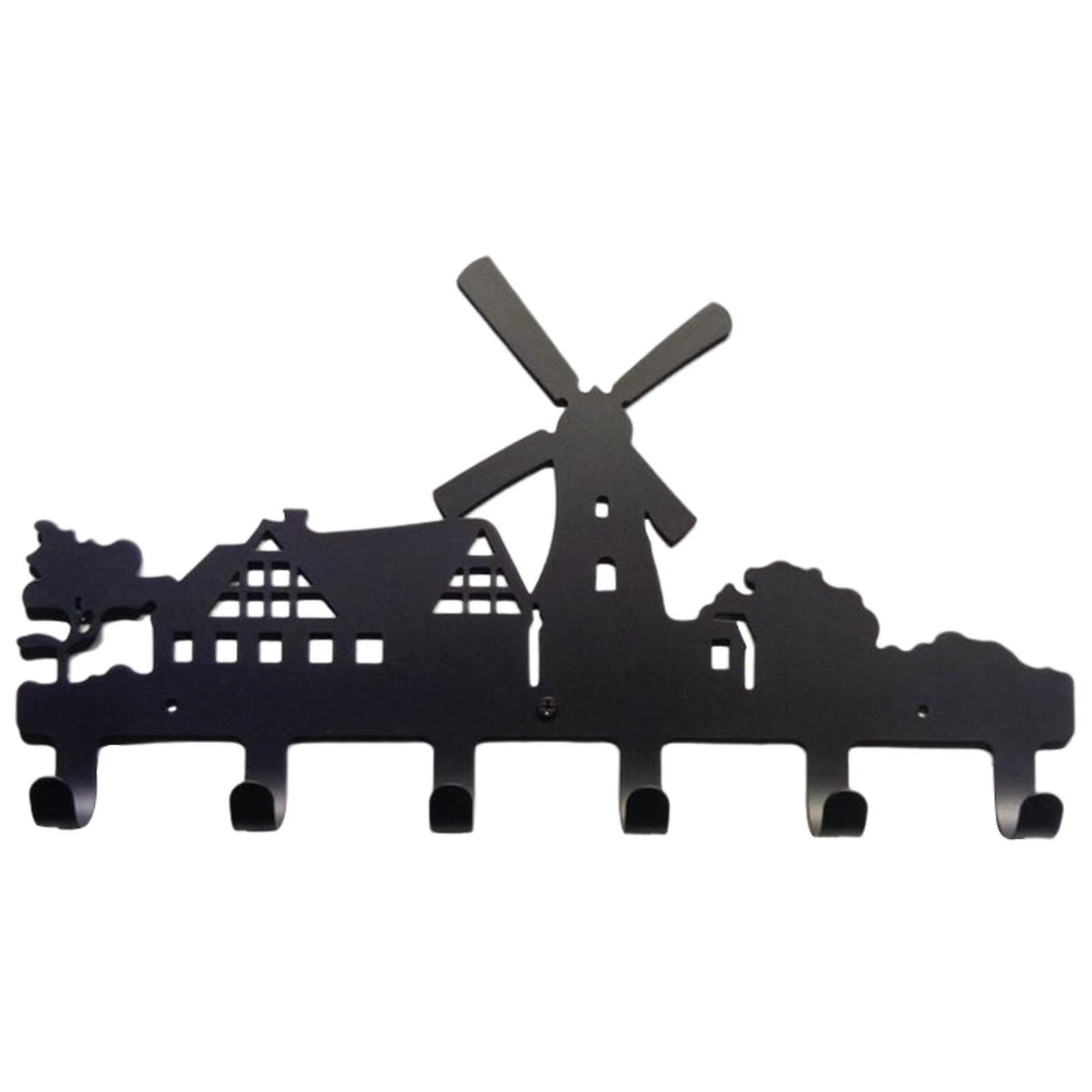 Coat Rack Wall Mounted Hook Rail Holder Wall Hanger for Towel Key Windmill