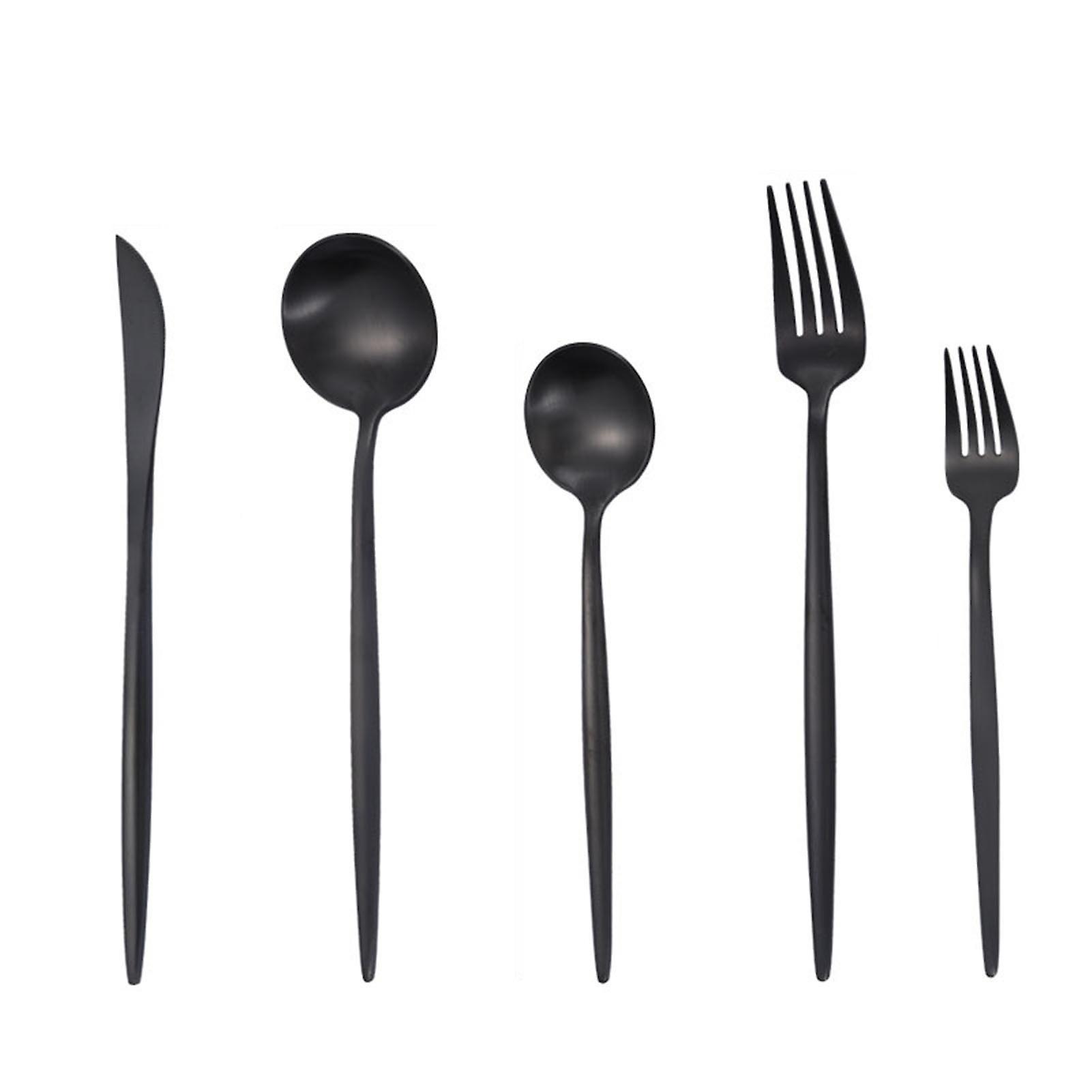 5pcs Household Fork Dessert Spoon Comfortable Smooth Handle Tableware Essential For Kitchens Restaurants