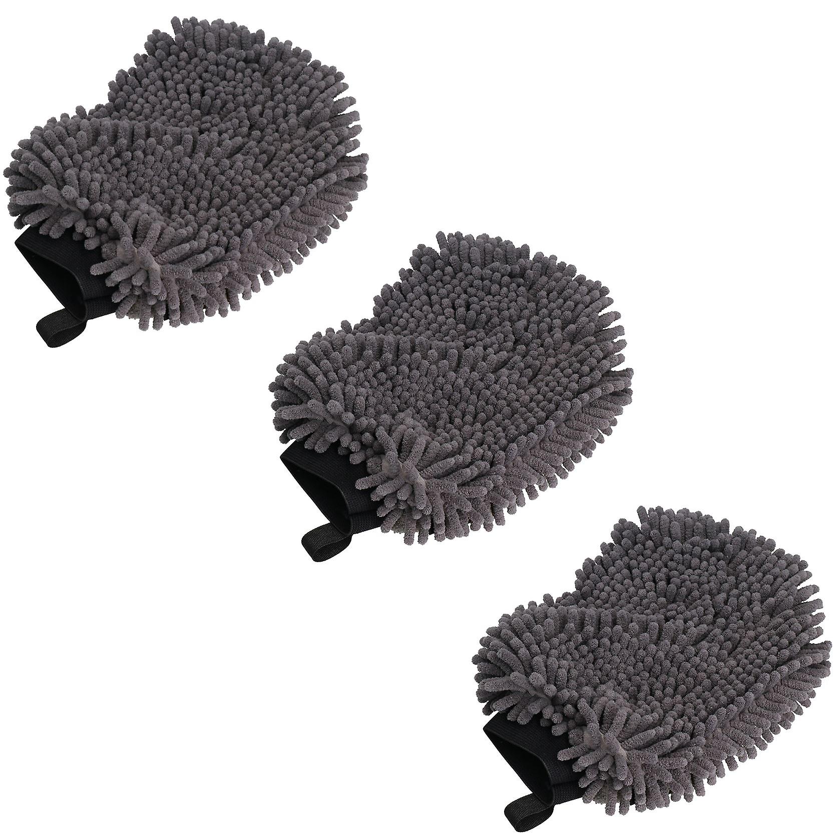 3x Grey 2 in 1 Noodle Drying Grooming Mitt One Size Fits All Muddy Wet Dog Puppy