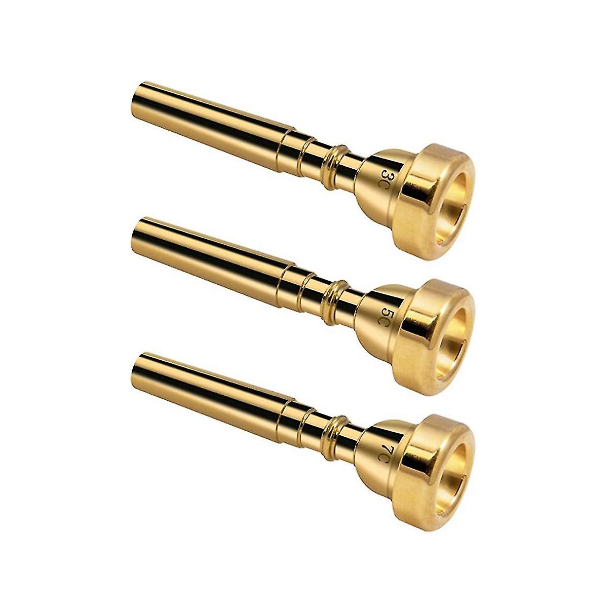 Embout buccal de trompette 3c 5c 7c Accessoires de trompette, ensemble d’embouchure de trompette en laiton pour débutants (or)
