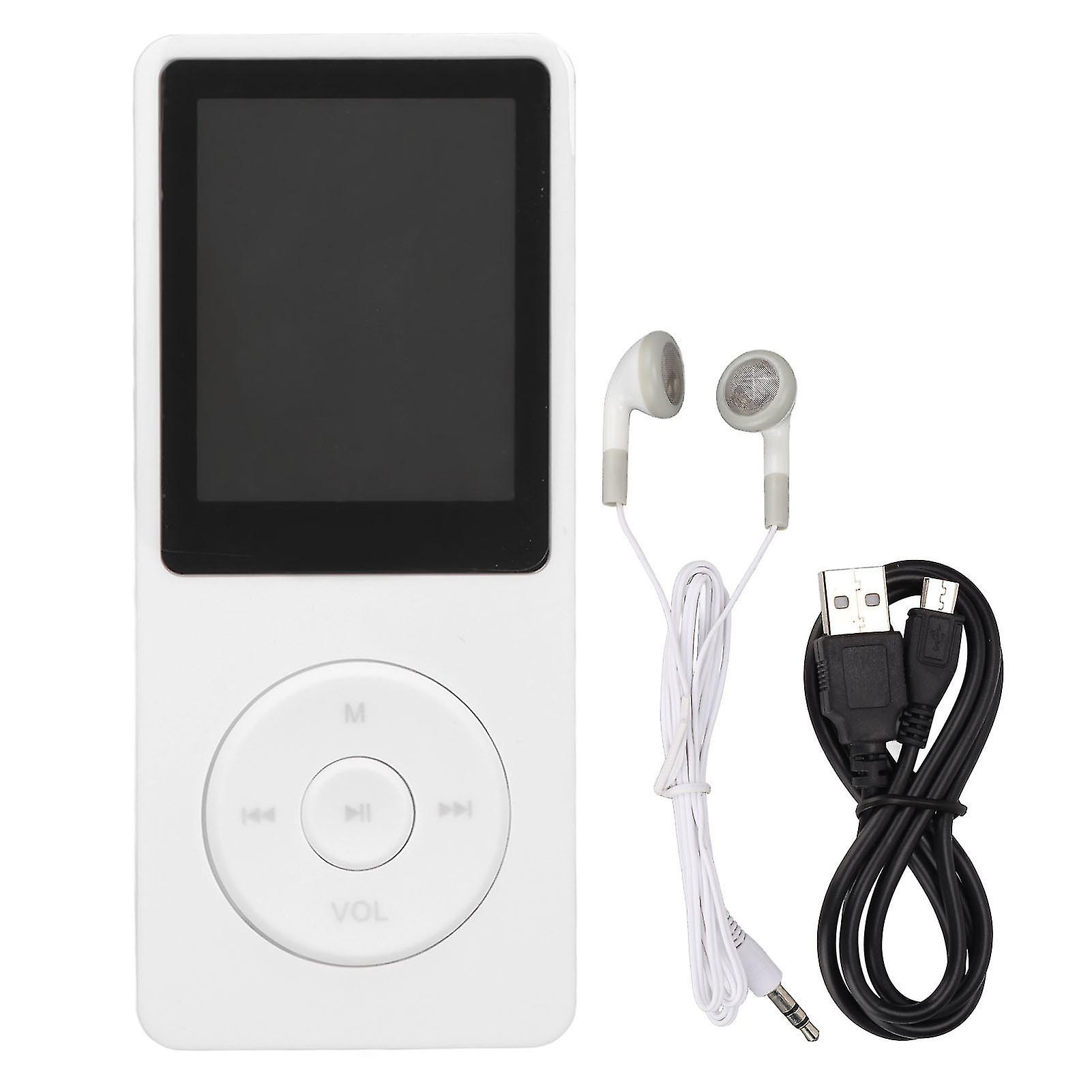 Compact White Music Player with 1.8" Display, 64GB Memory, E-Book Reader, and Recording