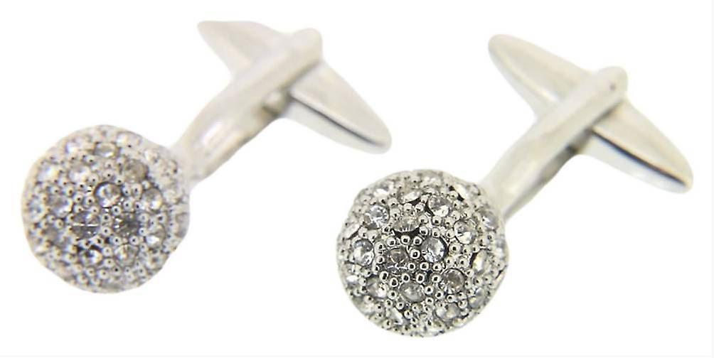 David Van Hagen Clear Crystal Ball Cufflinks - Silver