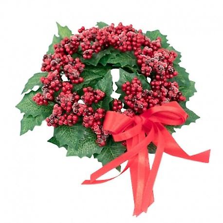 Candle sleeve for block candles with frosty red berries and green leaves