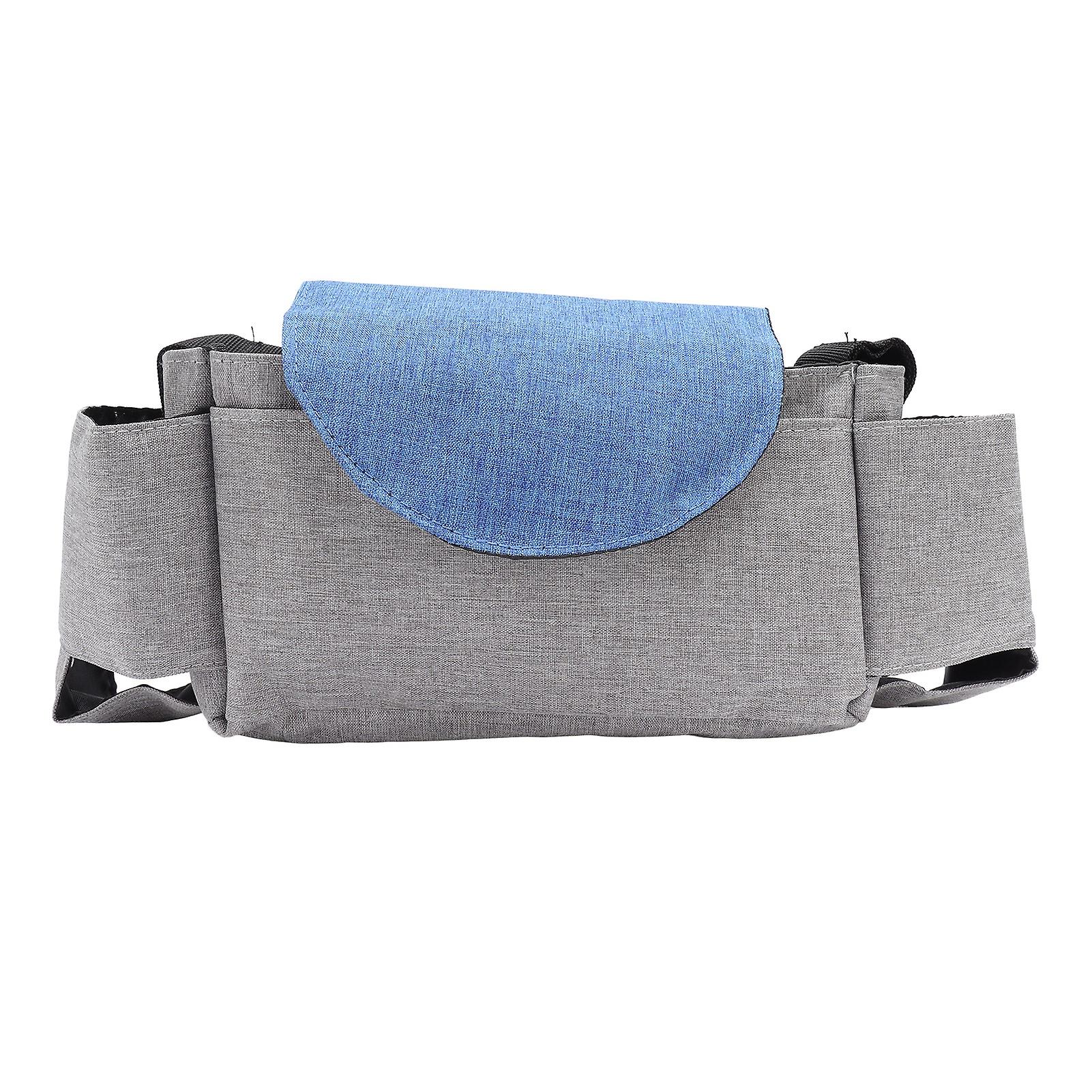 Baby Stroller Bag Large Capacity Universal Stroller Accessories Bag with 2 Cup Holders Multiple Zipper Pockets
