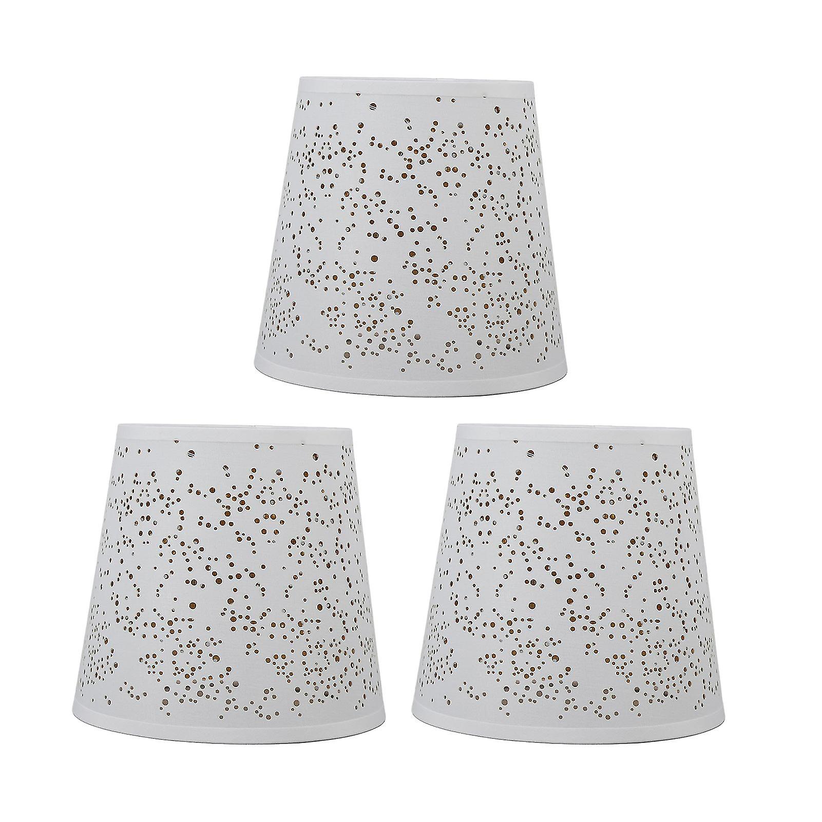 E14 Lampshade Dust Proof Modern Hollow Out Decorative Fabric Lamp Shade Cover for Table Wall Floor Light 3pcs