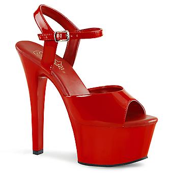 Sandálias Pleaser para Mulheres Aspire-609 Vermelho Pat/vermelho