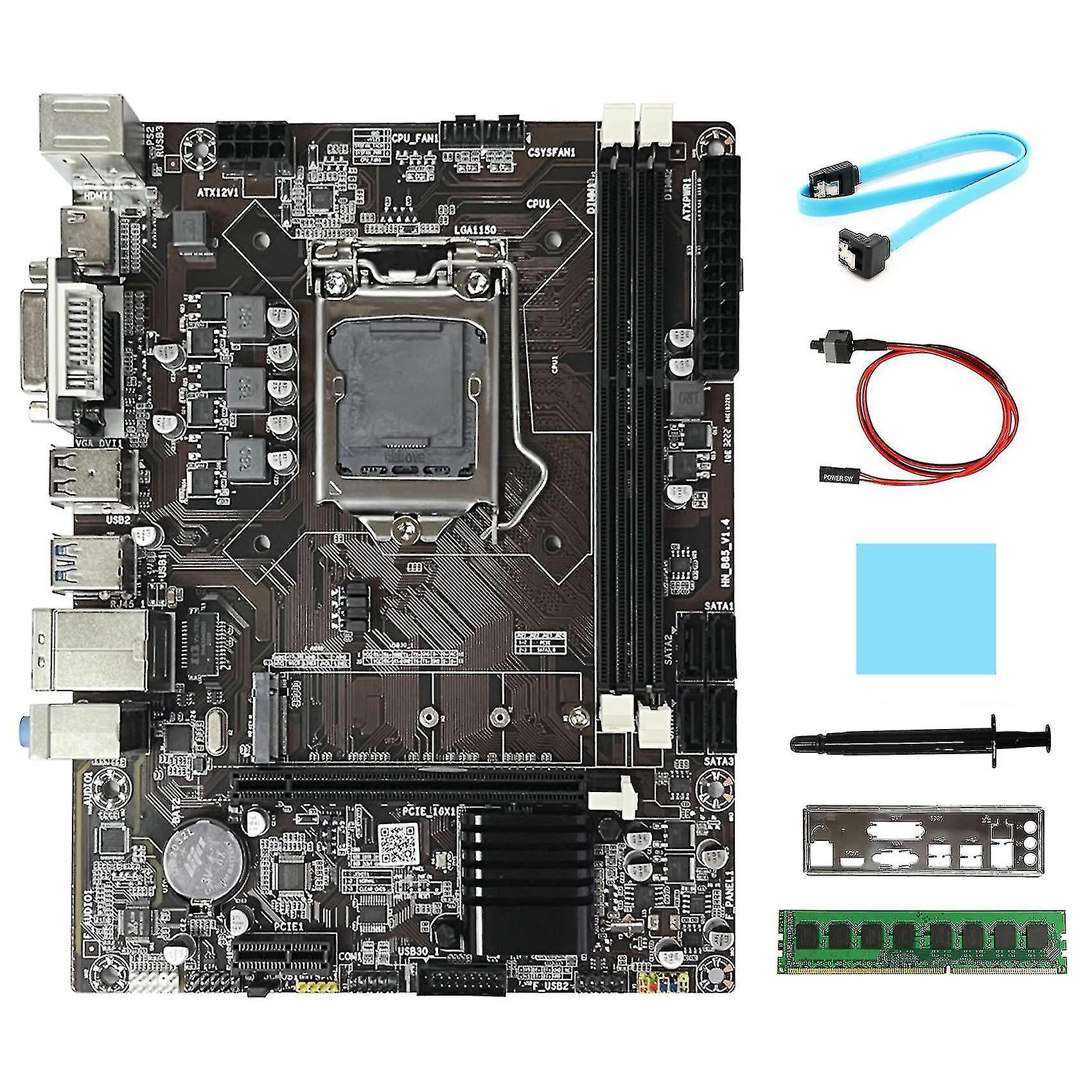 اللوحة الأم B85 + DDR3 4 جيجابايت 1600 ميجا هرتز رام + كابل ساتا + كابل تبديل + يربك + شحم حراري Lga1150 DDR3 ل