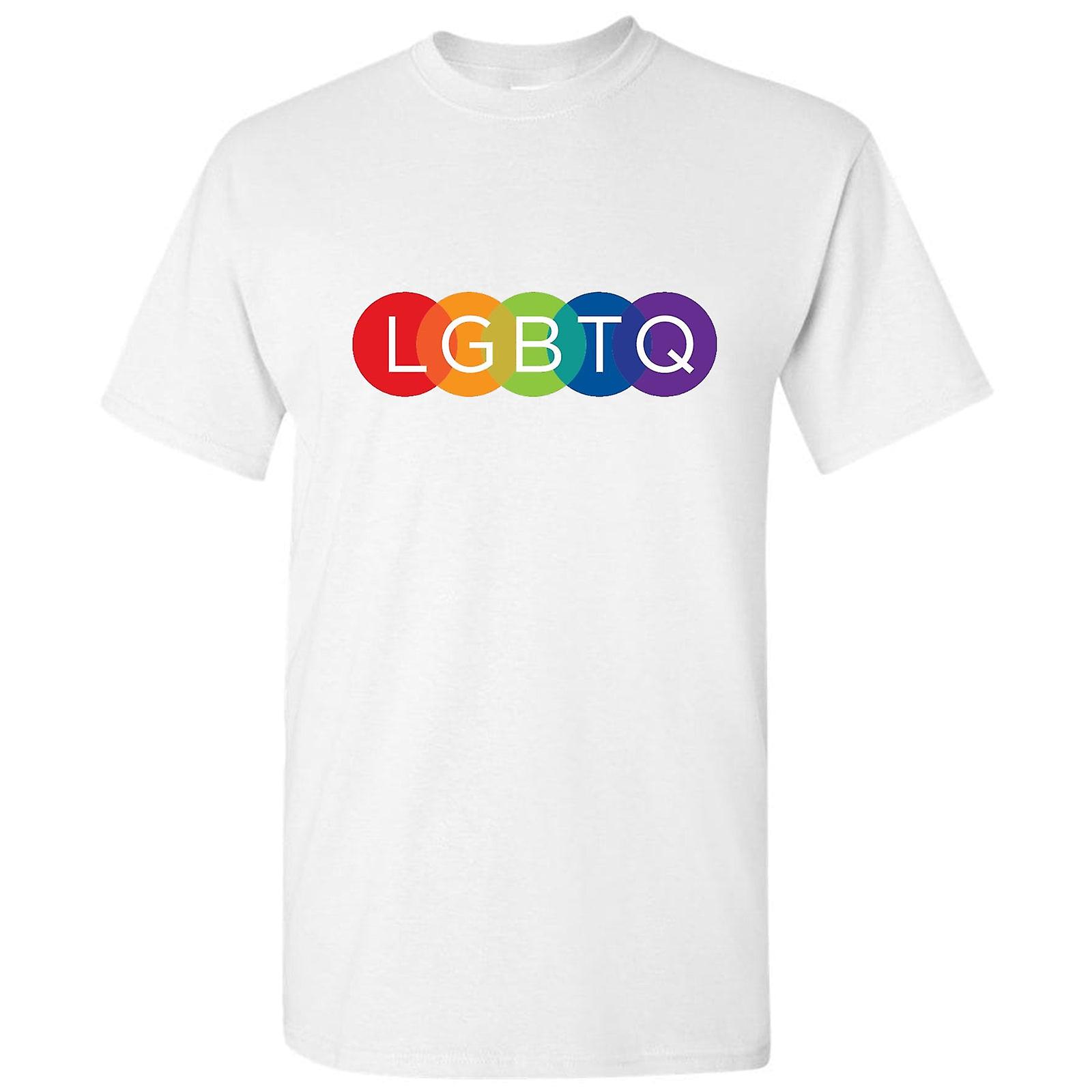 Lgbtq Flag Colourful Rainbow Gay Pride Lesbian Art Men White T Shirt Tee Top