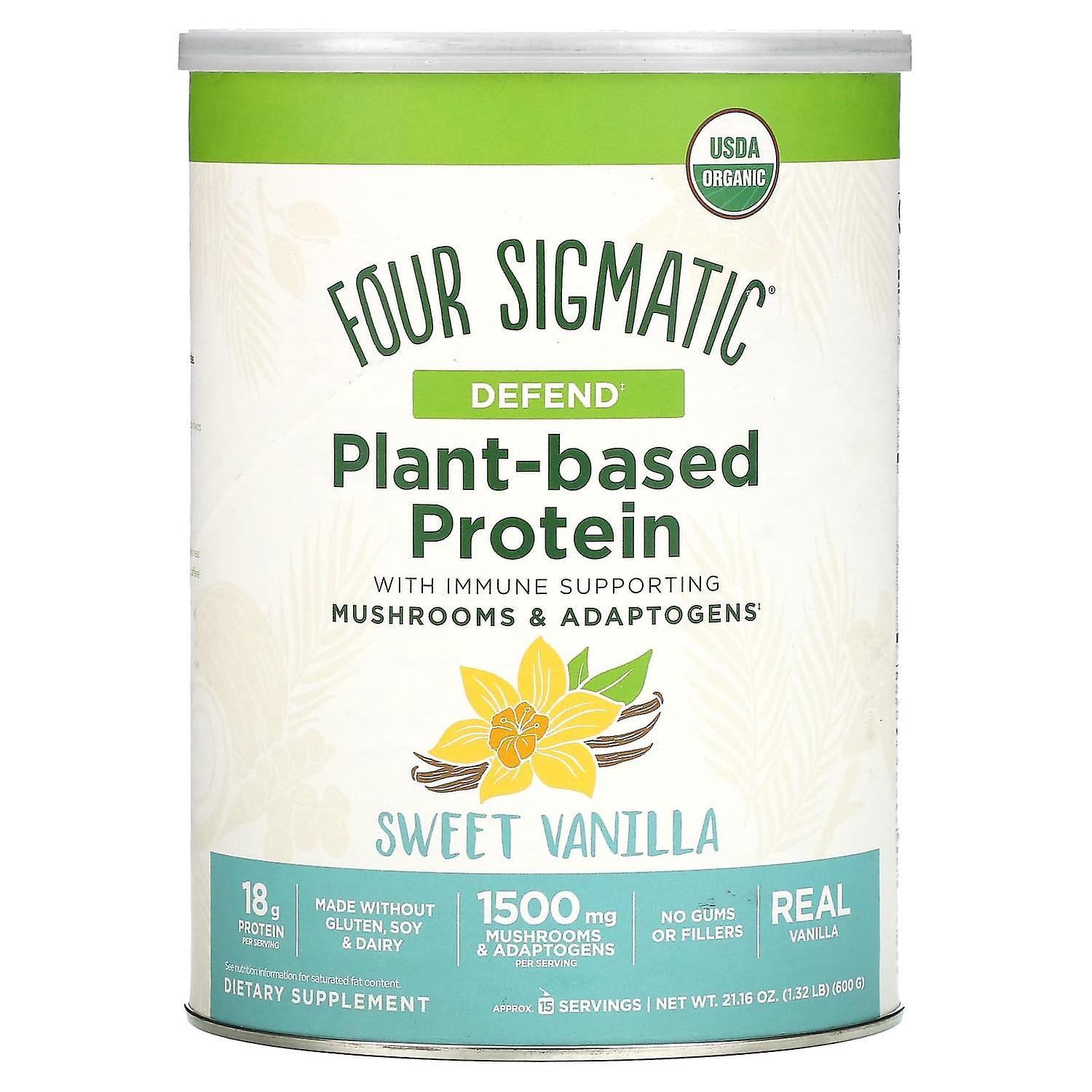 Four Sigmatic, Plant-Based Protein with Immune Supporting Mushrooms & Adaptogens, Sweet Vanilla, 1.3
