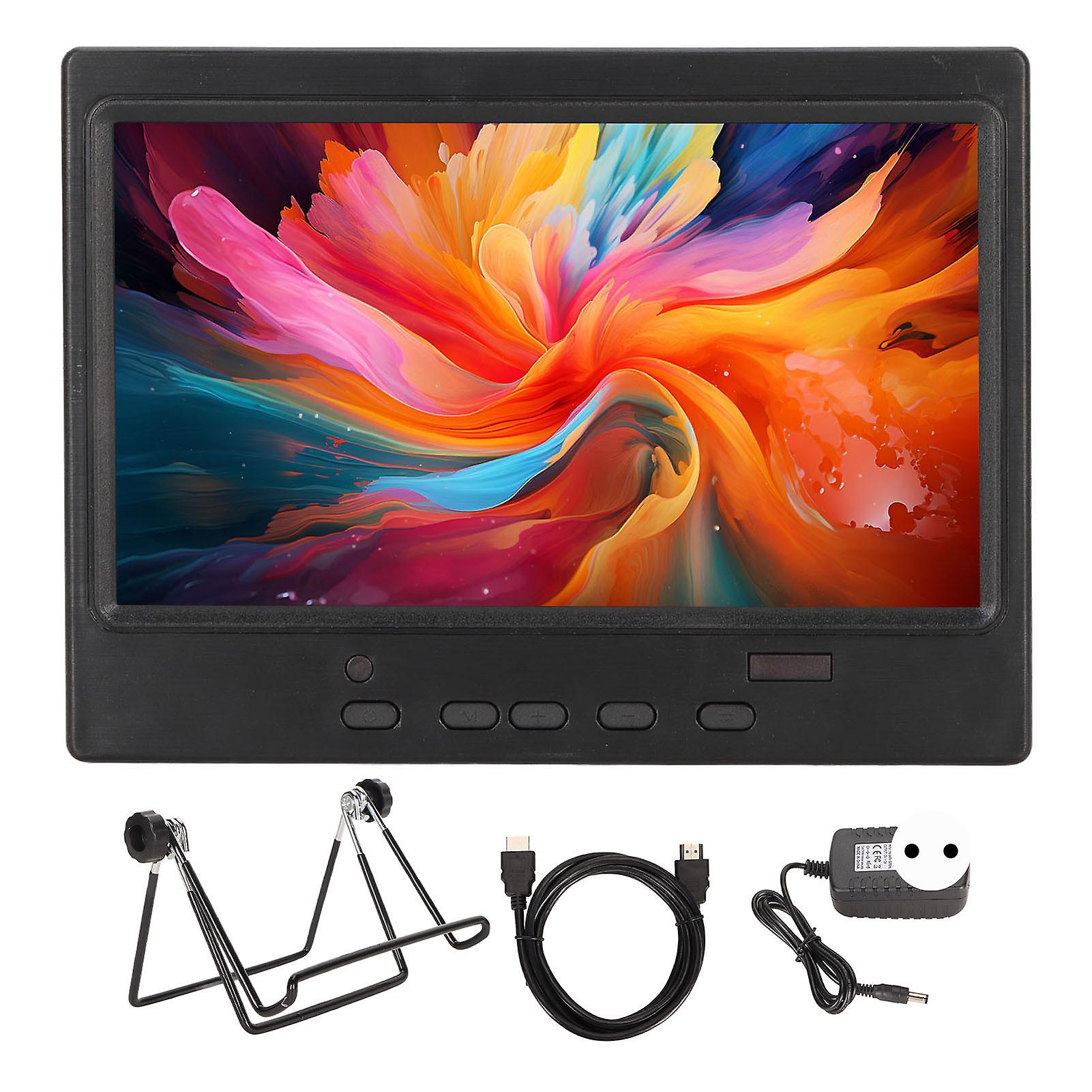 7" Portable Monitor 1024x600 HD Multimedia Interface VGA AV Display with Speakers EU Plug