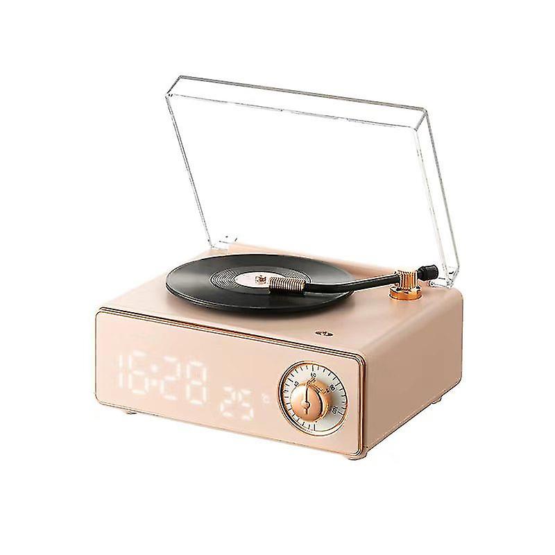 Yjq-wt4 Retro Bluetooth Speaker Black Glue Disc Alarm Clock Stereo Speaker