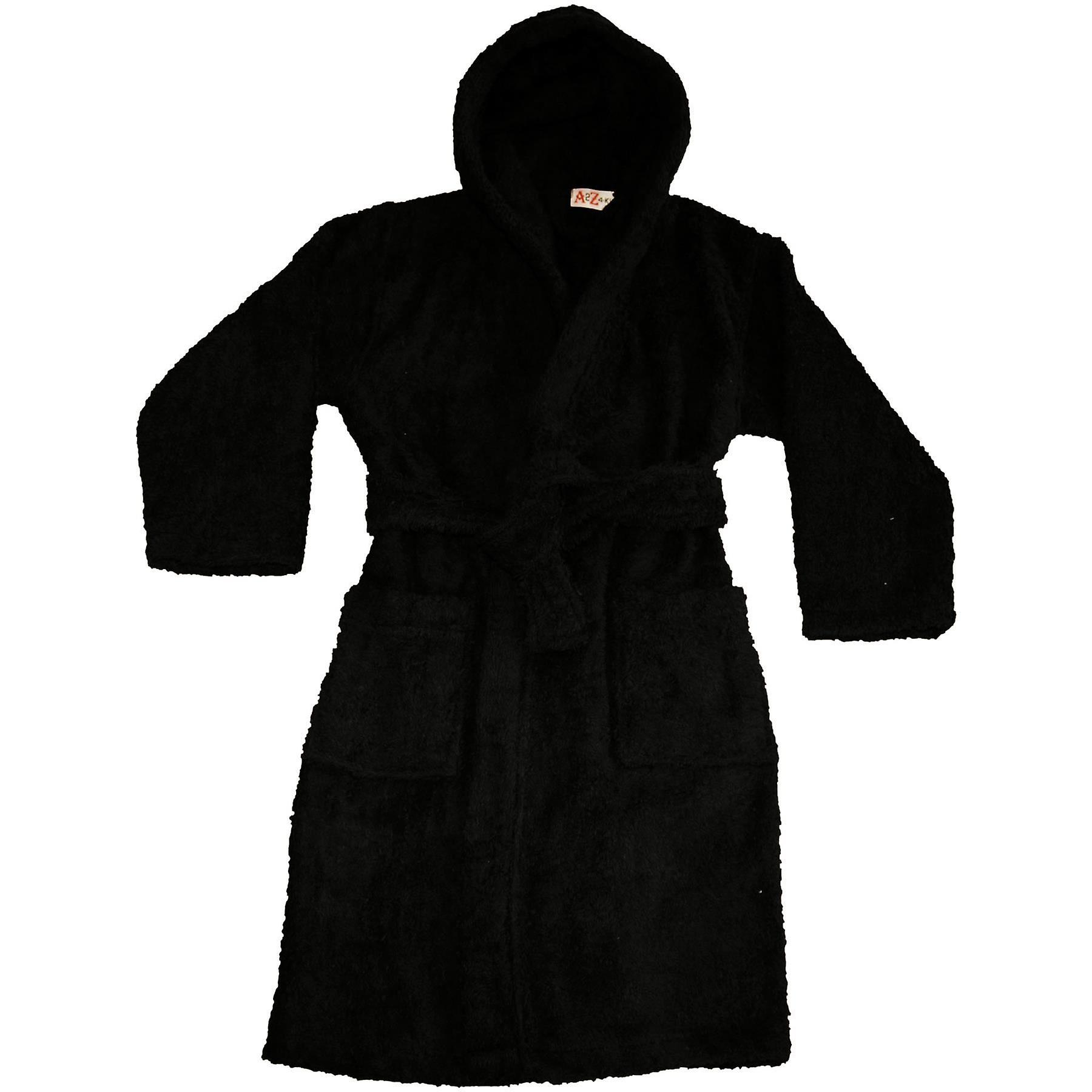 Unisex Hooded Black Towel Bathrobe Fruugo UK