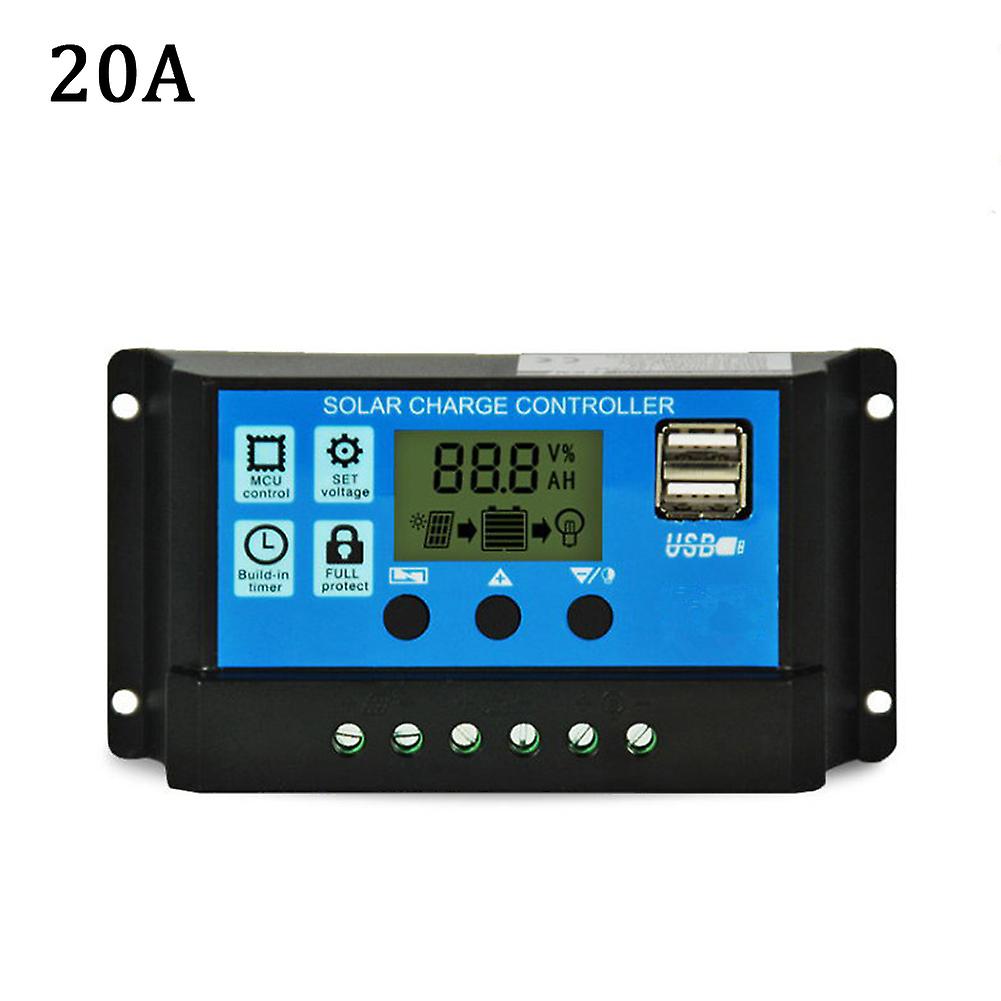 Solar Panel Battery Charge 30A 20A 10A Controller 12V/24V LCD Regulator Dual