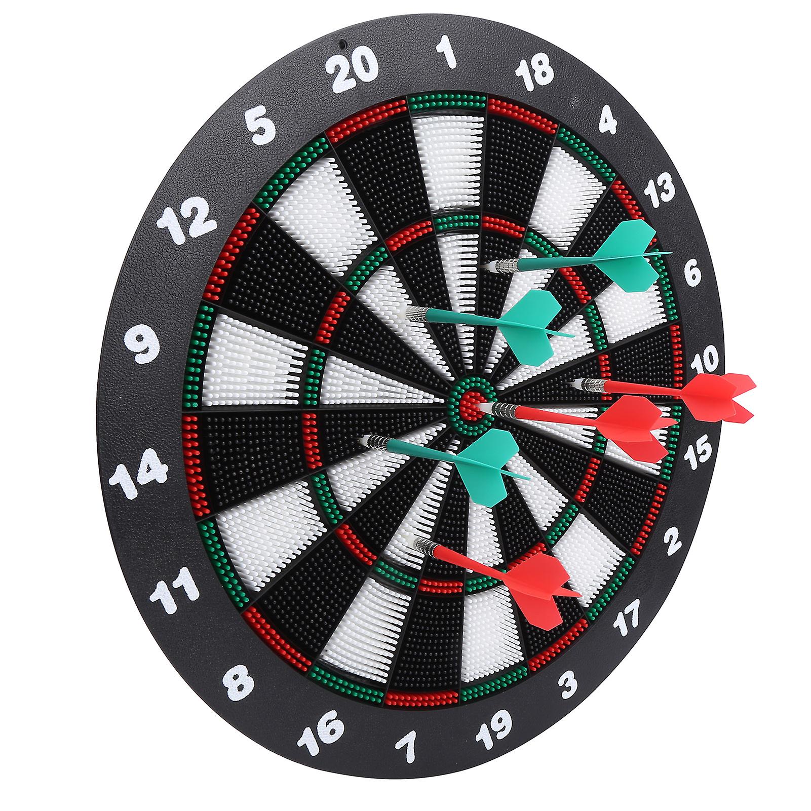 Dart Board Game 16.5in Safe Dartboard with 6 Dart Set Reusable for Leisure Entertainment Party Bar Games