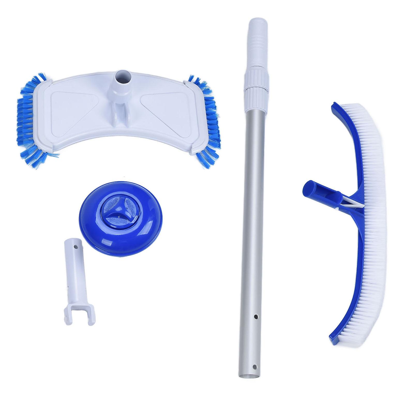 Swimming Pool Cleaning Kit Vacuum Head Skimmer Net Telescopic Pole Durable Lightweight Aluminium Handle Easy to Assemble For Efficient Pool Maintenanc