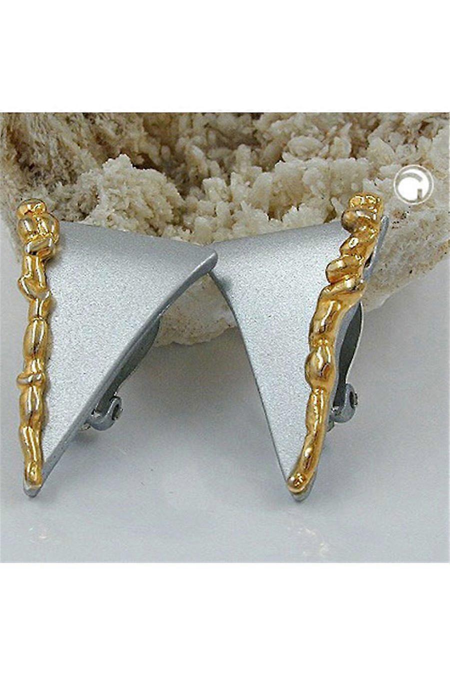 Earring Clip-on Two Tone Gold-silver Enameled - Gl00073