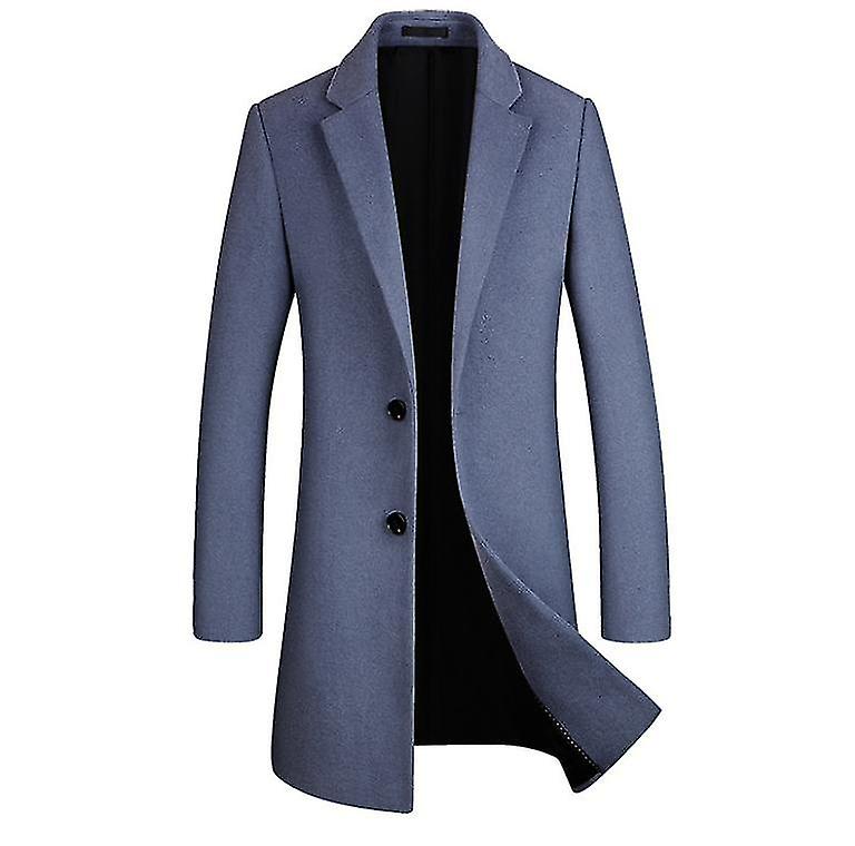 Mannen's Mid-length Single Breasted Wool Blend Coat