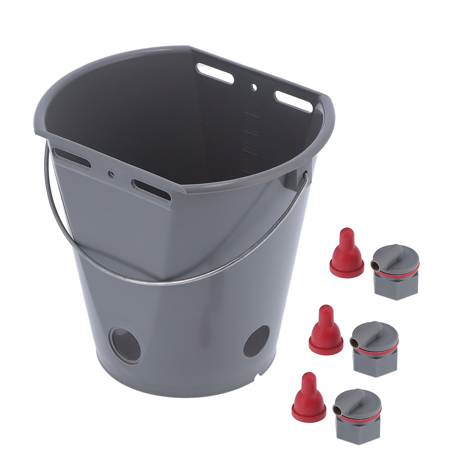 8L Plastic Feeder Bucket with Nipples Check Valves Feeding Equipment for Livestock UseFor Lamb