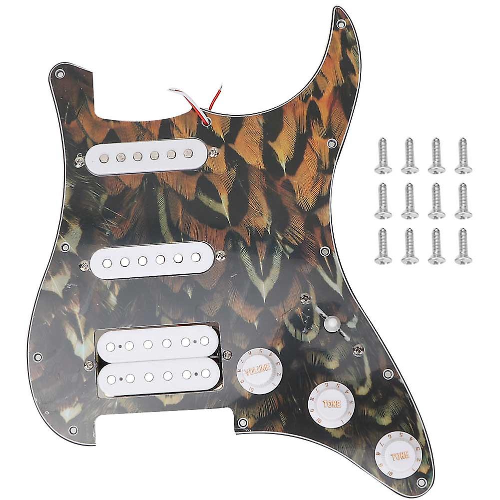 White Loaded Pickguard Pickups Set Accessories For Electric Guitar(Peacock Pattern)