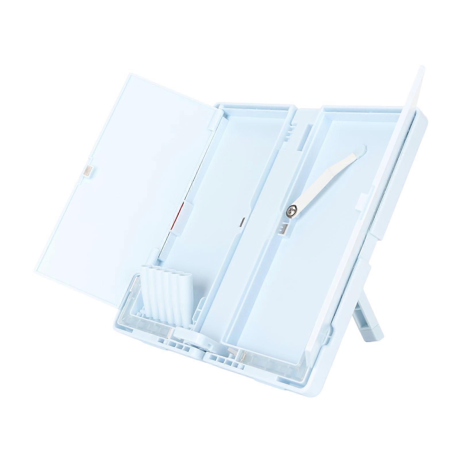 Pencil Case Book Reading Stand Multifunctional Triangular Support Thickened ABS Foldable 2 Layer Pencil Box Book Holder Sky Blue 