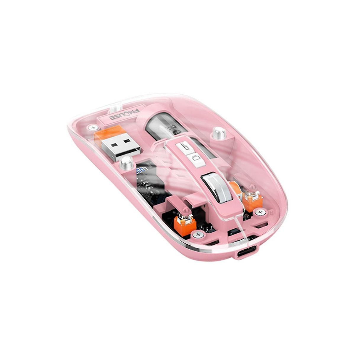 Wireless Mouse Bluetooth 5.1 2.4G Tri-Mode Gaming Mouse Ergonomic Mute Transparent Mouse for PC Laptop Cell Phone C