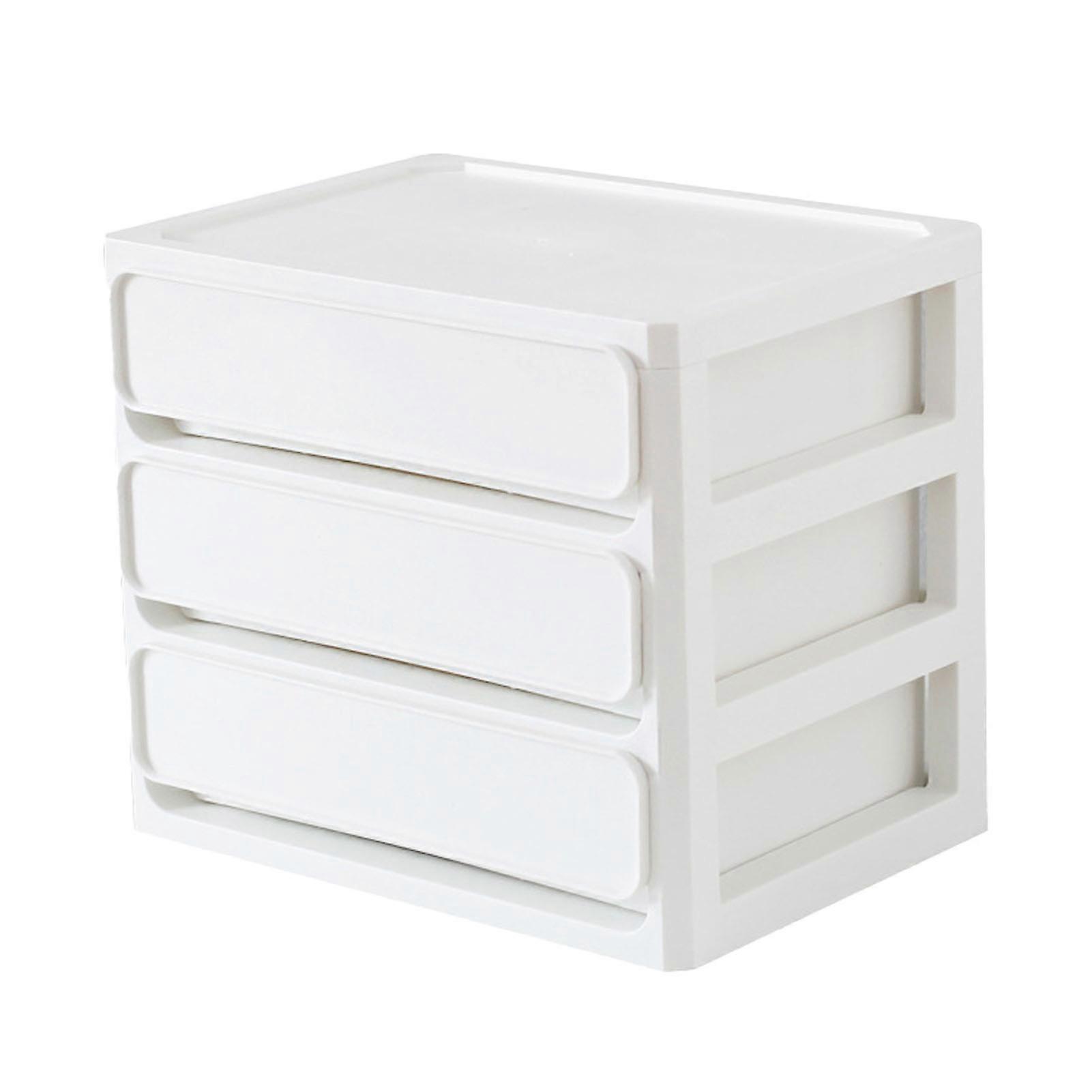 Storage Drawer Multi Layers Stackable Dustproof Desktop Storage Box Organizer For Student Dormitory Home Cosmetics 3 Layers White