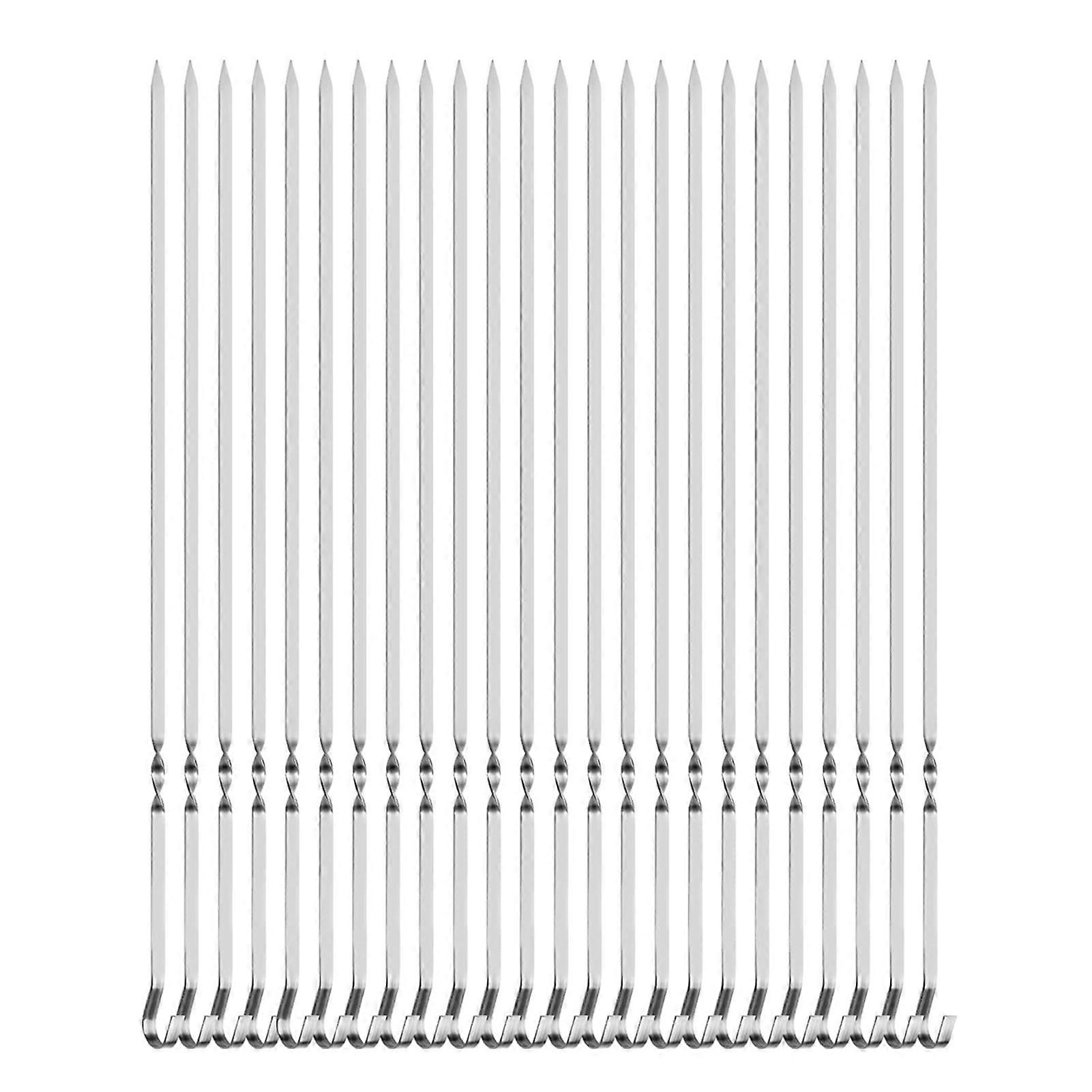 Flat Kabob Skewers with Hanging Hook Sturdy Long Grills Skewers Tool for BBQ Meat