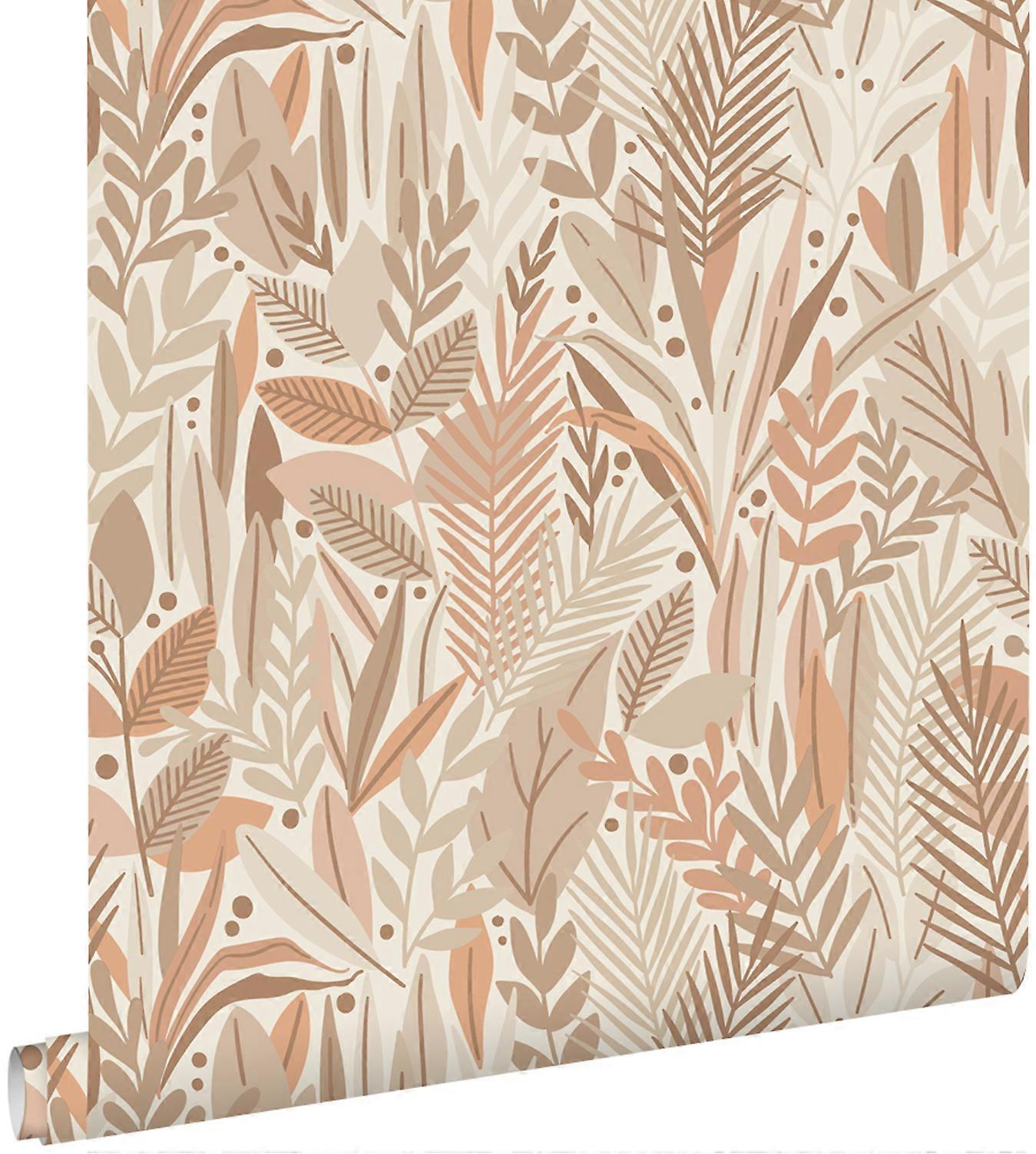 ESTAhome wallpaper leaves beige and light terracotta - 50 x 900 cm - 139854