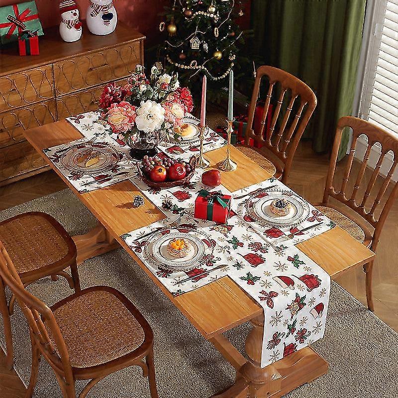 Simple thickened polyester fabric digital printing christmas table runner tailstock flag table cloth placemat