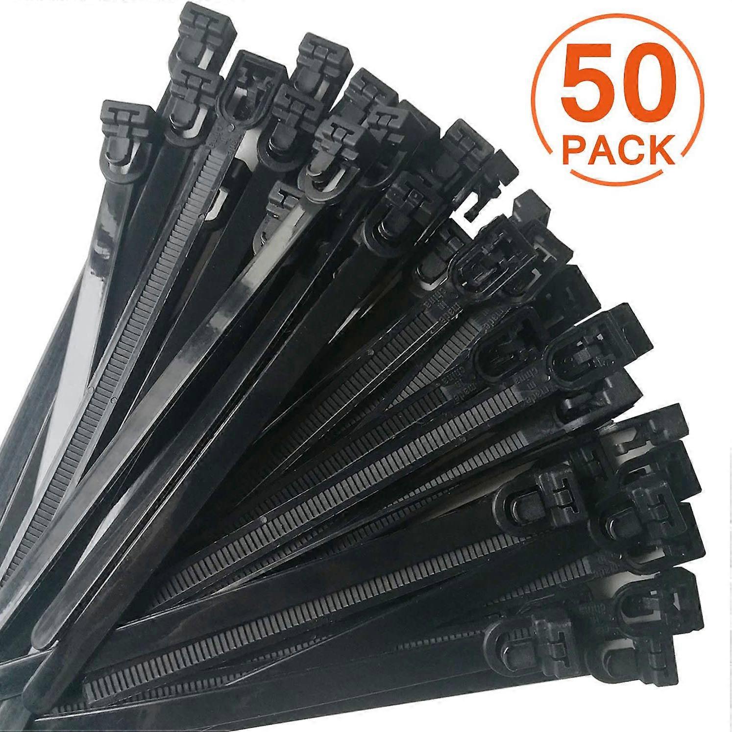50pcs Heavy-Duty Reusable Zip Ties - Secure Locking & Adjustable for Home/Office Organization