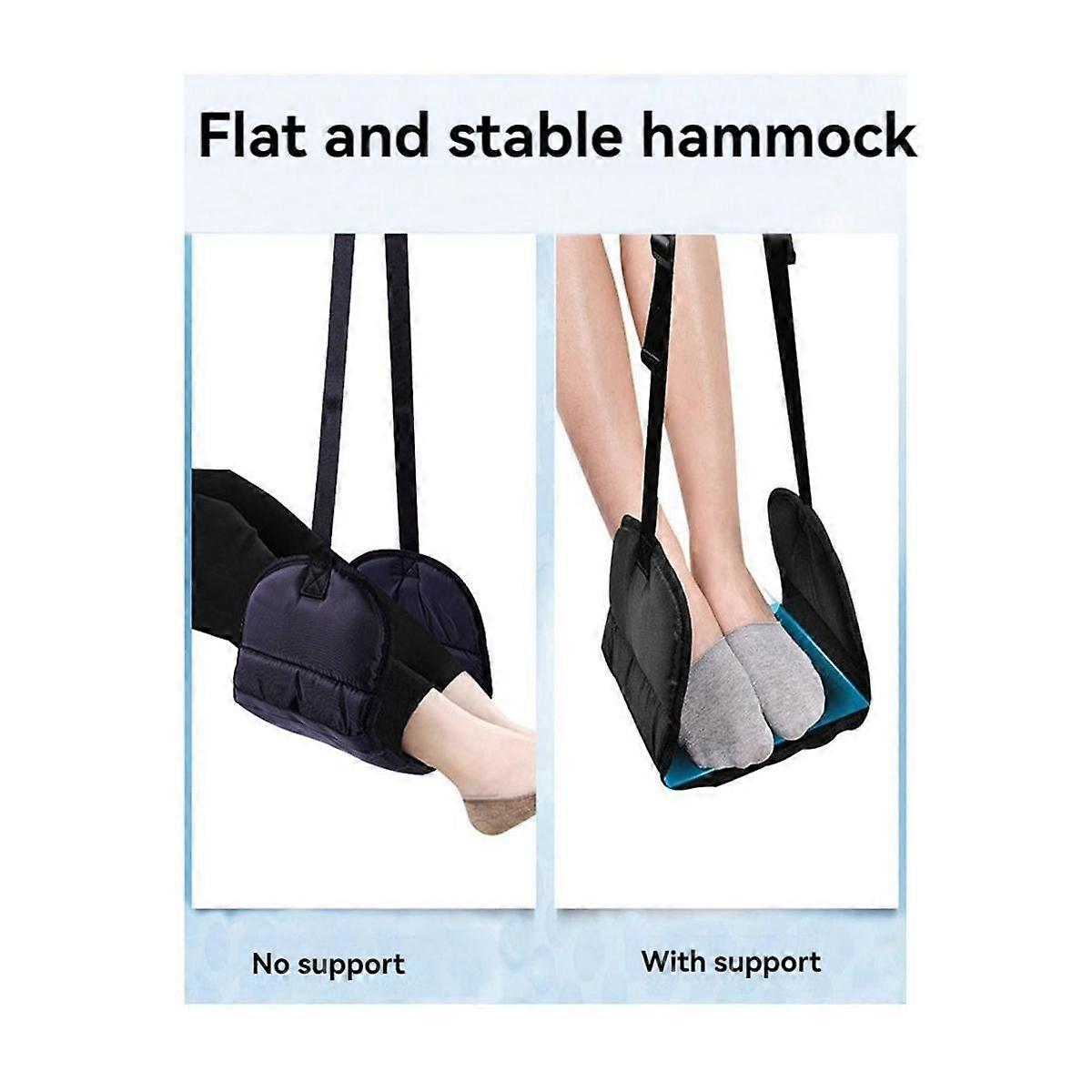Airplane Foot Hammock, Foot Rest for Under Desk At Work, Length Adjustable Airplane Foot Rest, with Eye Mask