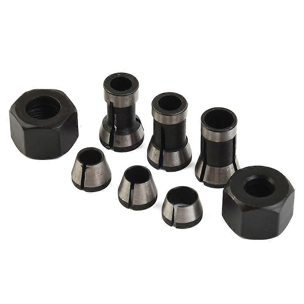 6*router Bit Collet Chuck 2*nuts Set For Engraving Trimming Machine Clamp Adapter For Carpentry Woodworking Tools Accessories