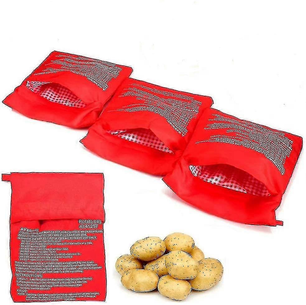 4 bolsas para cocinar patatas en microondas, lavables y reutilizables. ¡Prepara las patatas perfectas en tan solo 4 minutos!
