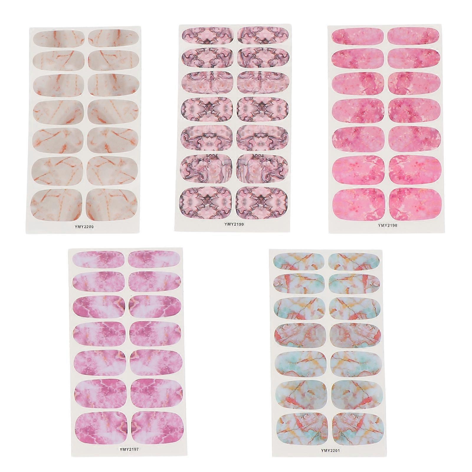 5 Sheets Beautiful Nail Stickers Manicure Decals Manicure Marble Pattern Decals