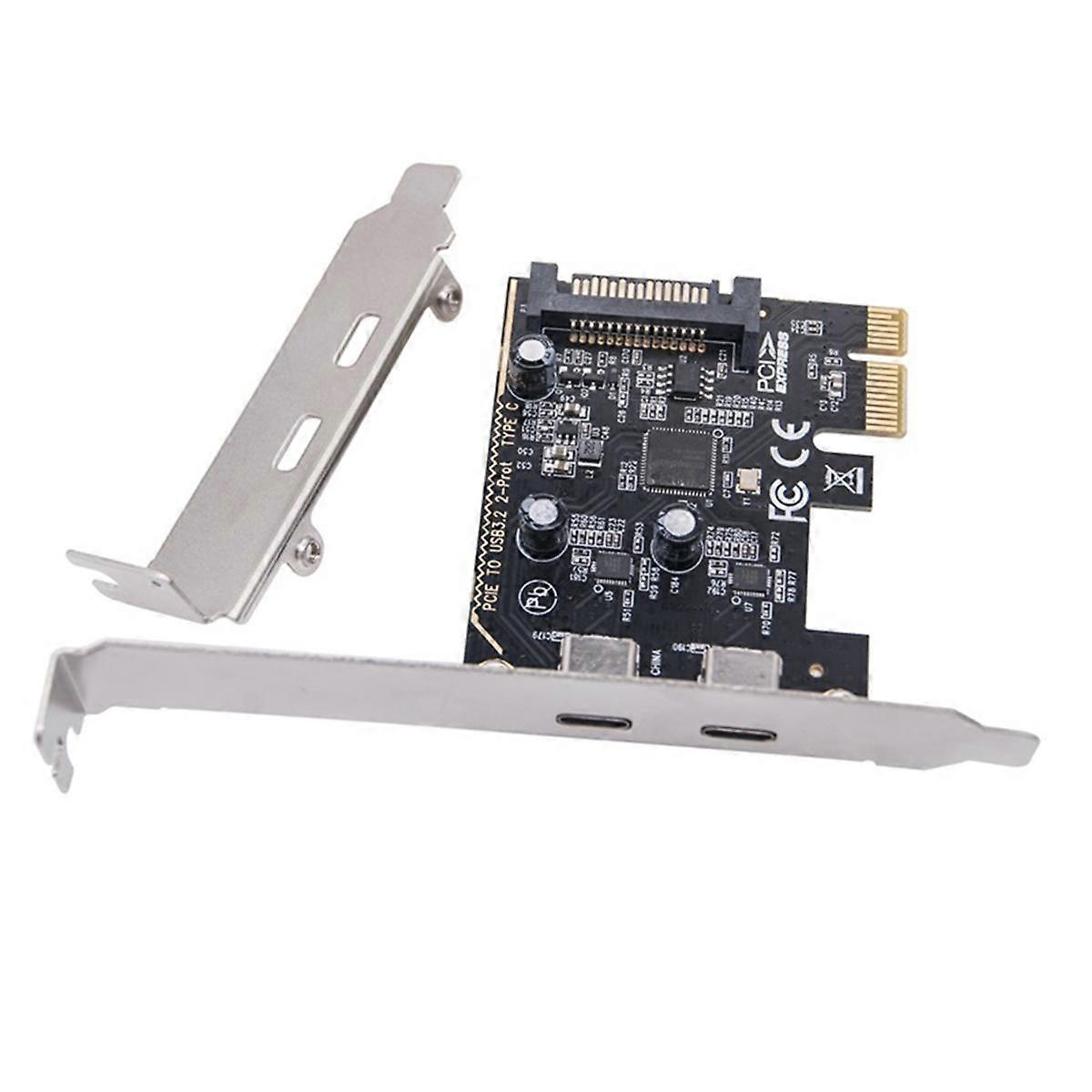 PCIE to Dual Type C Expansion Card PCI-E X1 to 2-Port TYPE-C USB 3.2 GEN1 5Gbps Convert Card ASM1042 Chip for Desktop