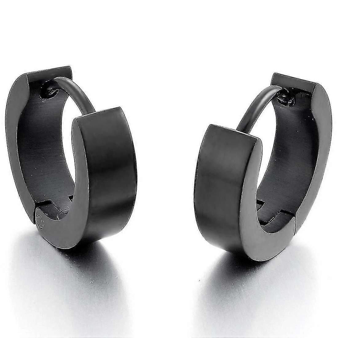 Rustfritt stål hingst bøyle øredobber svart polert mann