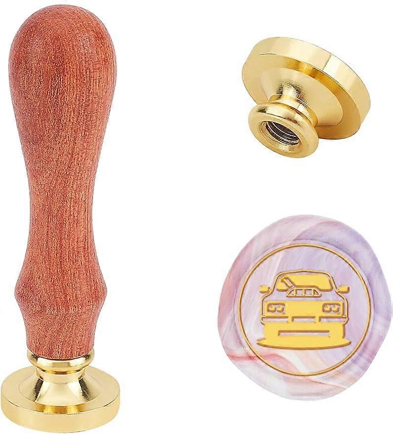 1pc Wax Seal Stamp Car Pattern Vintage Seal Stamp Brass Head Wooden Handle Seal Stamp
