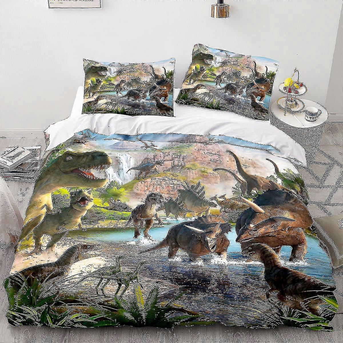 3d Dinosaur03# 3d Home Textile Bedding 3d Dinosaur Animal Printed Quilt Cover Three Piece Bed Sheet Set
