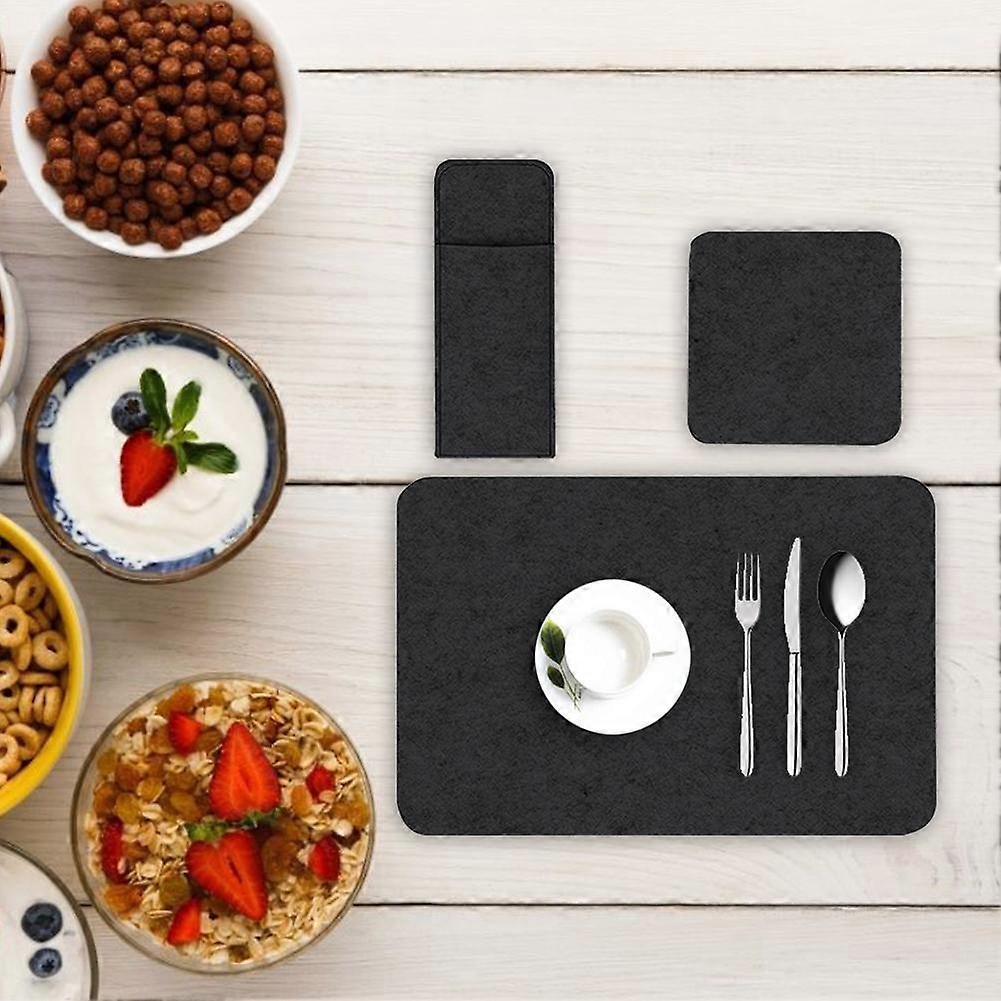 Felt Placemats Coasters Cutlery Set, Heat-Resistant Non-Slip Table Place Mats For Home and Restaurant Washable Table Mats Set