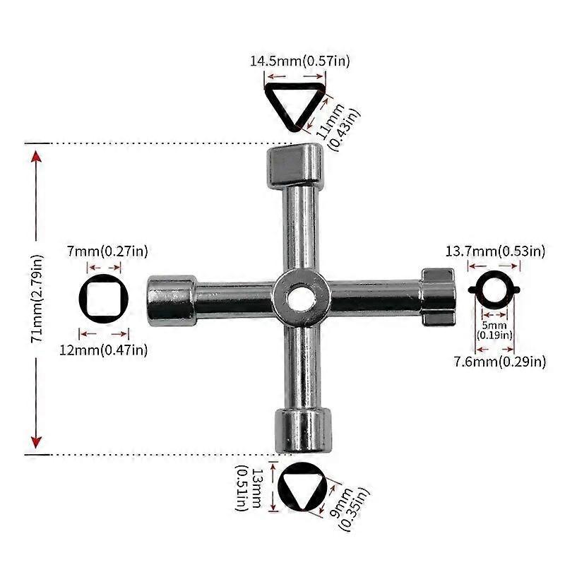 Multi-purpose Triangular Key Wrench in Electric Control Cabinet  Elevator  Water Meter Valve  Cross Square Hole Key