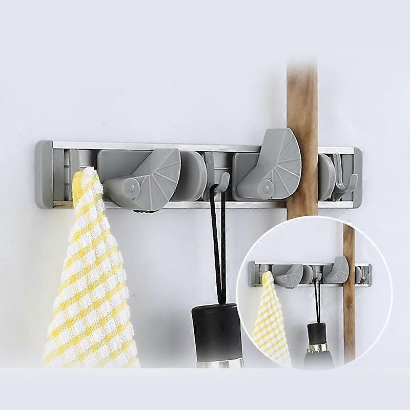 Wall Mount Mop Holder Hanger Hooks Kitchen Brush Broom Storage Rack Organizer