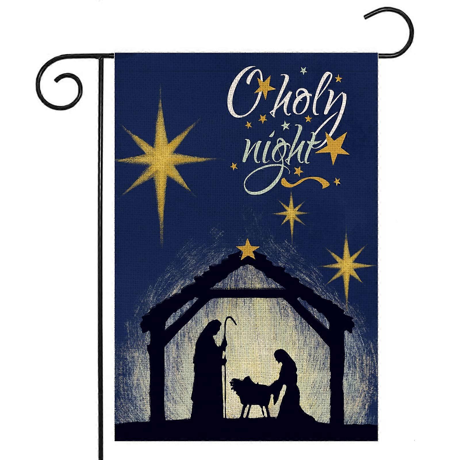 Voi pyhä yö puutarhalippu hyvää joulua talvi kausiluonteinen pihalippulahja UV-kestävä polyesteri kirkas väri messinkiläpiviennit