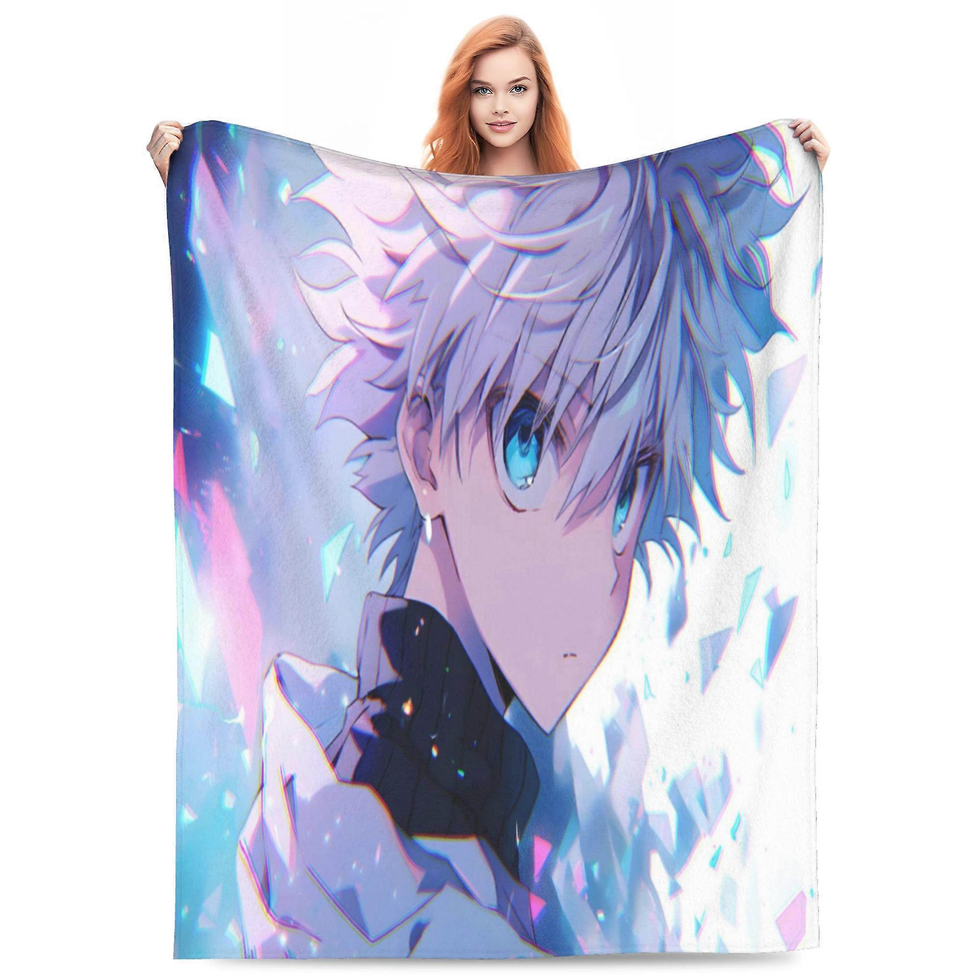 Hunter X Hunter Killua Lightning Bed Blanket 3D Printed Throw Blanket Lightweight Super Soft Air Conditioning Room All Season Blanket Sofa Couch Bed F