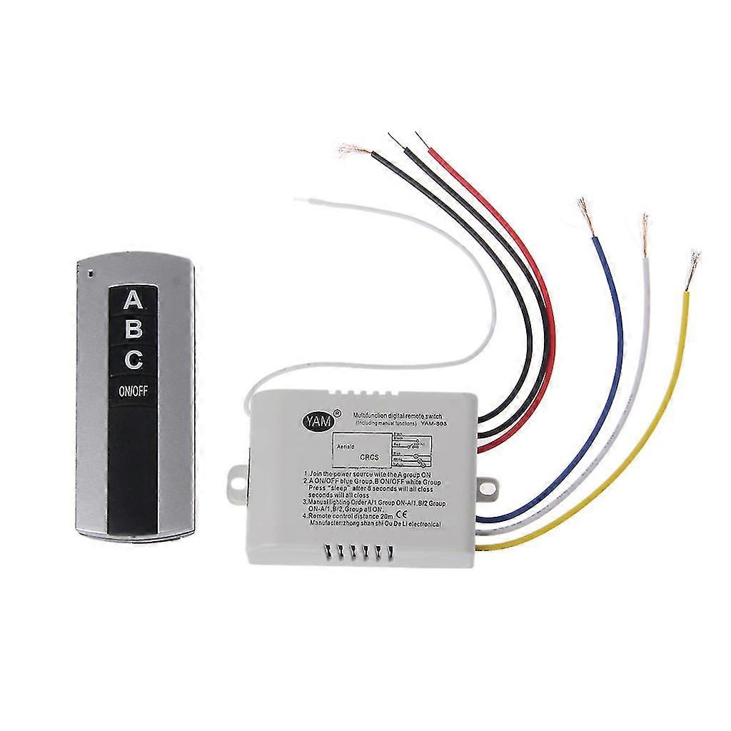 Wireless 3 Channel On/off Lamp Remote Control Switch Receiver Transmitter