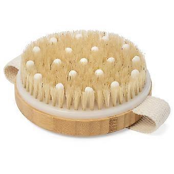 Dry Body Brush For Beautiful Skin - Solid Wood Frame & Boar Hair Exfoliating Brush