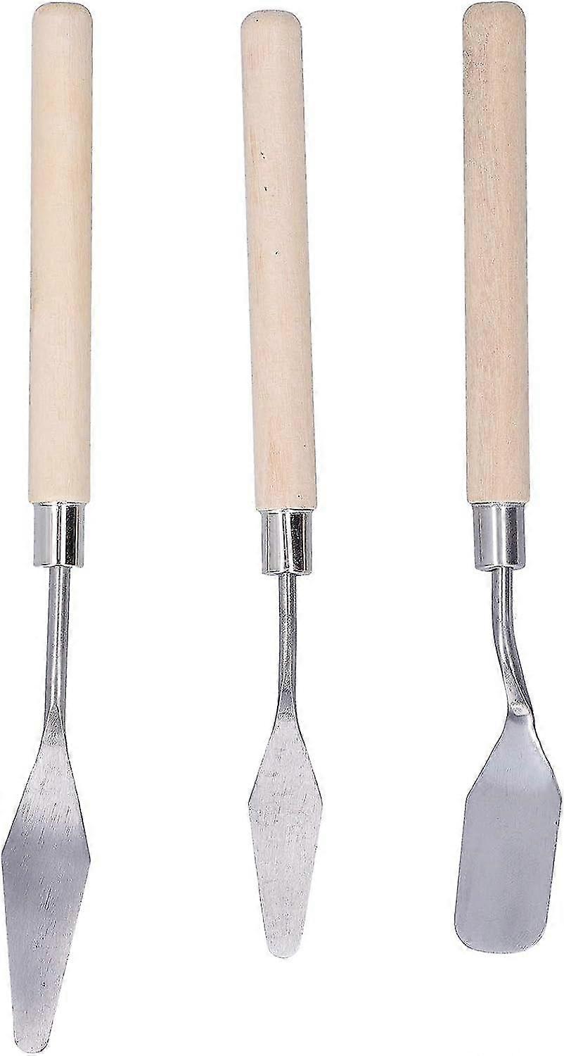 Palette Knife Set, 3pcs Wooden Handle Oil Painting Scraper Palette Knife Wooden Handle Painting Pallet Knife Set Art Paint Scraper Drawing Toolpalette