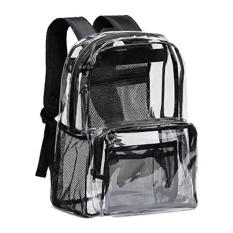 Work study transparent backpack heavy duty PVC transparent backpack black 17*7.5*12INCHS
