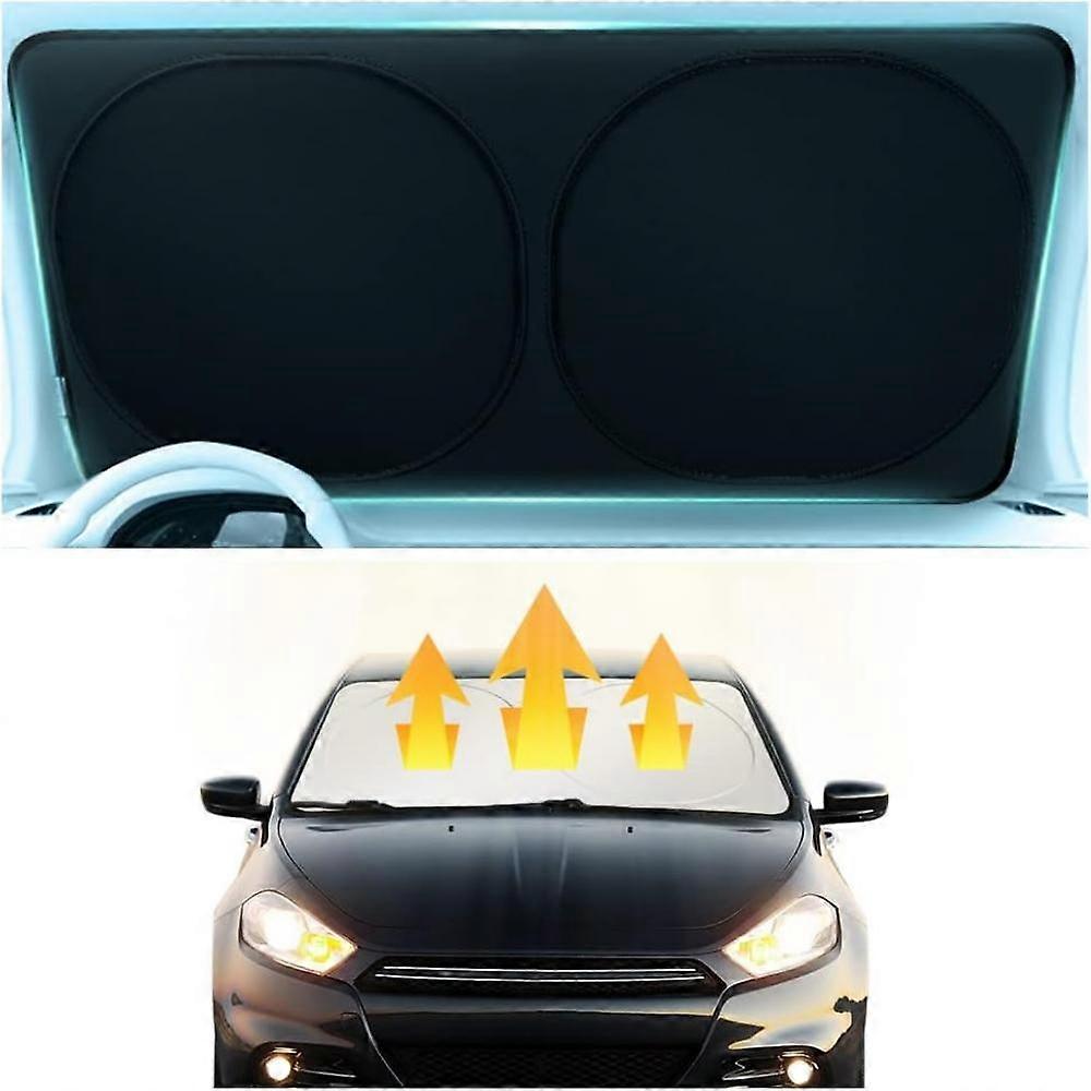 Windshield Cover Sun Shade - Retractable Construction+Ultra Density Shading and Cooling Windshield Shade for Automotive Glass - One of The Most Effici