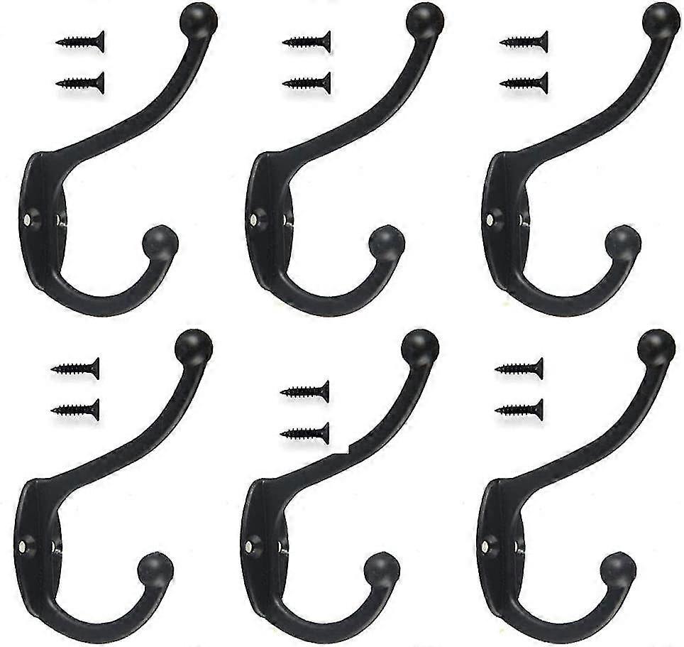 6pcs Heilwiy Vintage Wall Mounted Coat Rack Hook Metal Hat Rack Retro Hook For Coat Rack